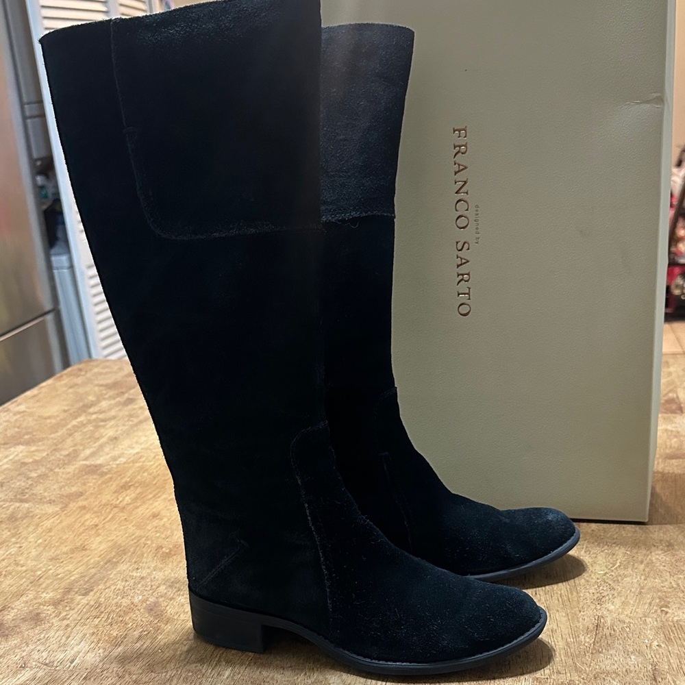Franco Sarto Black Suede Tall Boots